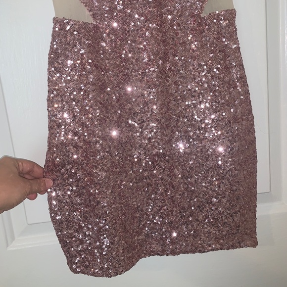 Bebe Sparkly Mesh-side Dress - Picture 7 of 7